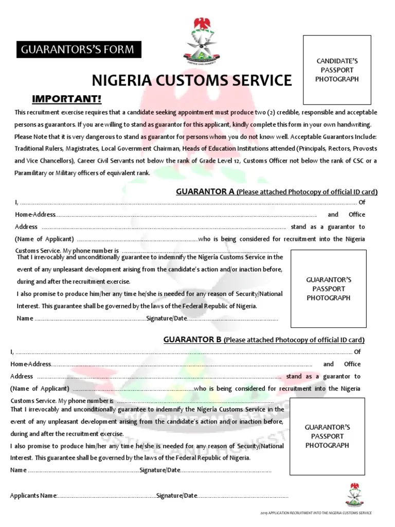 Nigeria Police Guarantor Form 2024/2025 (PSC Guarantor Form PDF Download)
